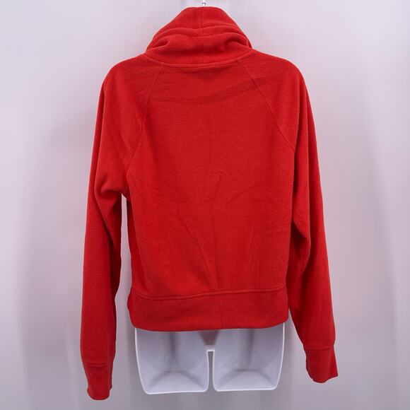 Old Navy Active Sz S Tall Coral Red Fleece Cropped Funnel Turtleneck Pullover - Picture 3 of 5